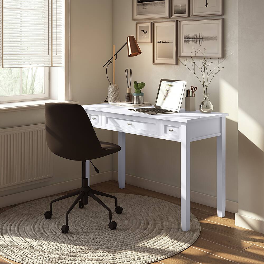 Alt View 11. Simpli Home - Warm Shaker SOLID WOOD Transitional 48 inch Wide Writing Office Desk in White - White.