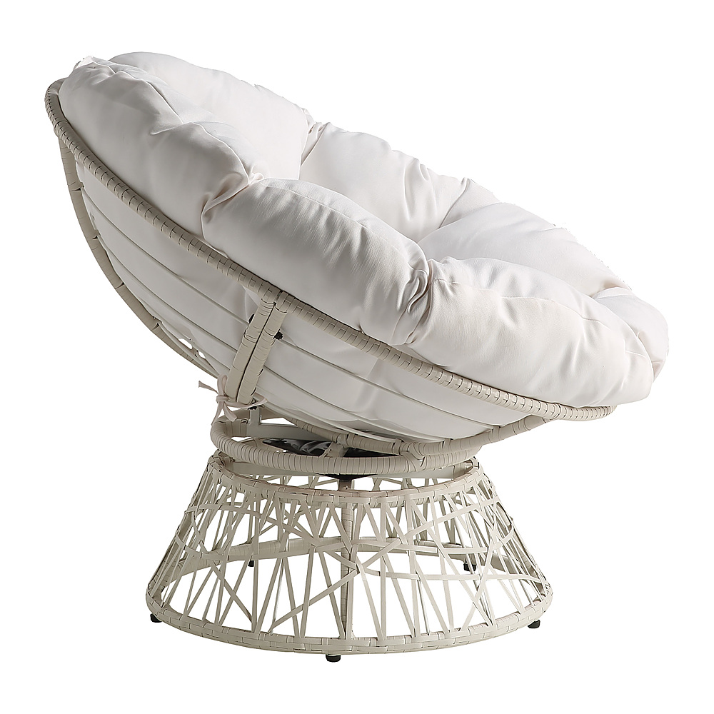 Left View: OSP Home Furnishings - Papasan Chair - White