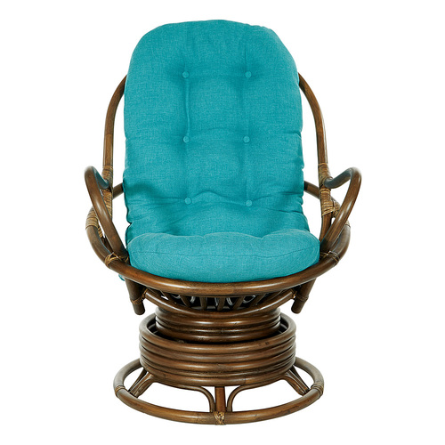 OSP Home Furnishings - Kauai Rattan Swivel Rocker Chair - Blue