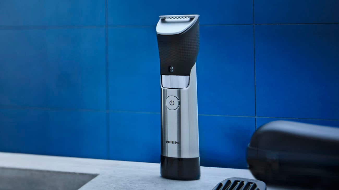 Left. Philips Norelco - Series 9000 Ultimate Rechargeable Beard and Hair Trimmer - Steel.