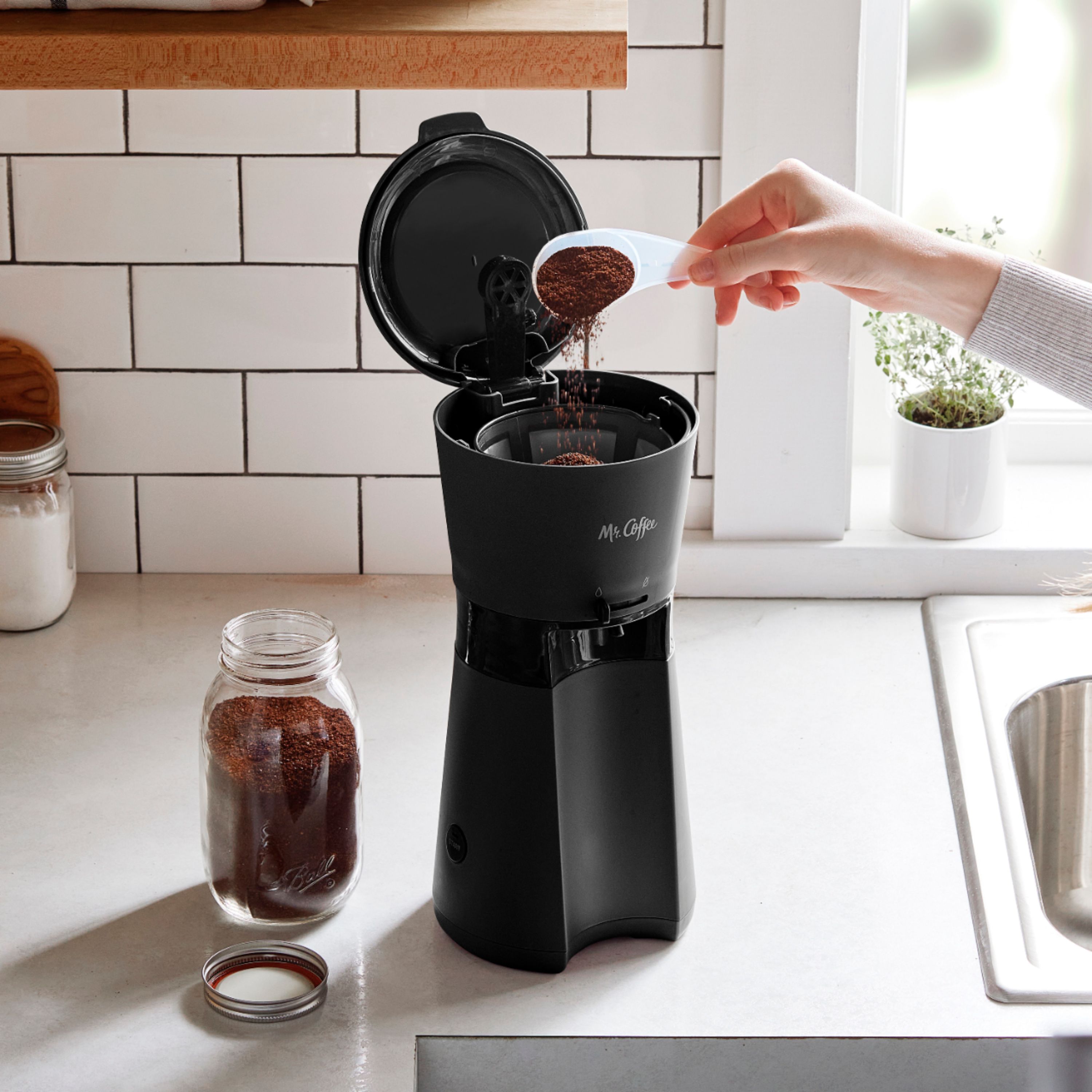 Mr Coffee Iced Coffee Maker with Reusable Tumbler and Coffee Filter Black 