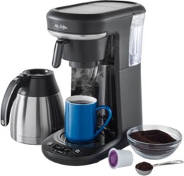 Mr. Coffee - Space-Saving Combo 10-Cup Coffee Maker and Pod Single Serve Brewer - Stainless-Steel/Black - Angle_Zoom