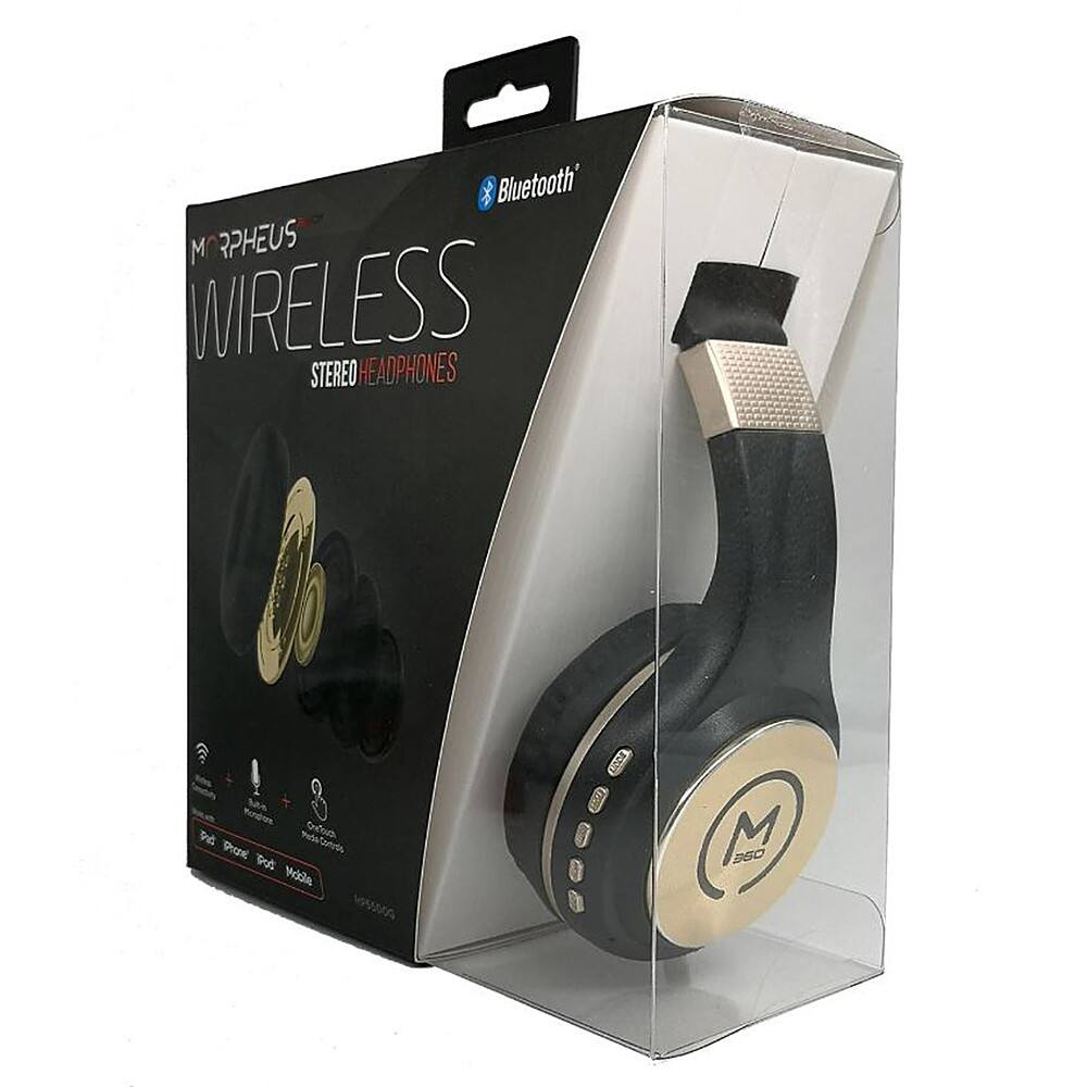 Alt View 12. Morpheus 360 - SERENITY Wireless Over-the-Ear Headphones with Microphone - Black/Gold.