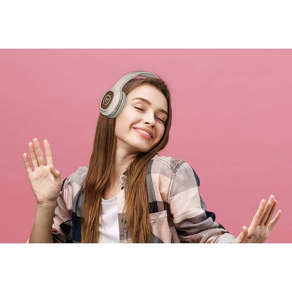 Alt View 13. Morpheus 360 - TREMORS Wireless On-the-Ear Headphones, Wireless Headset with Microphone - White/Silver.