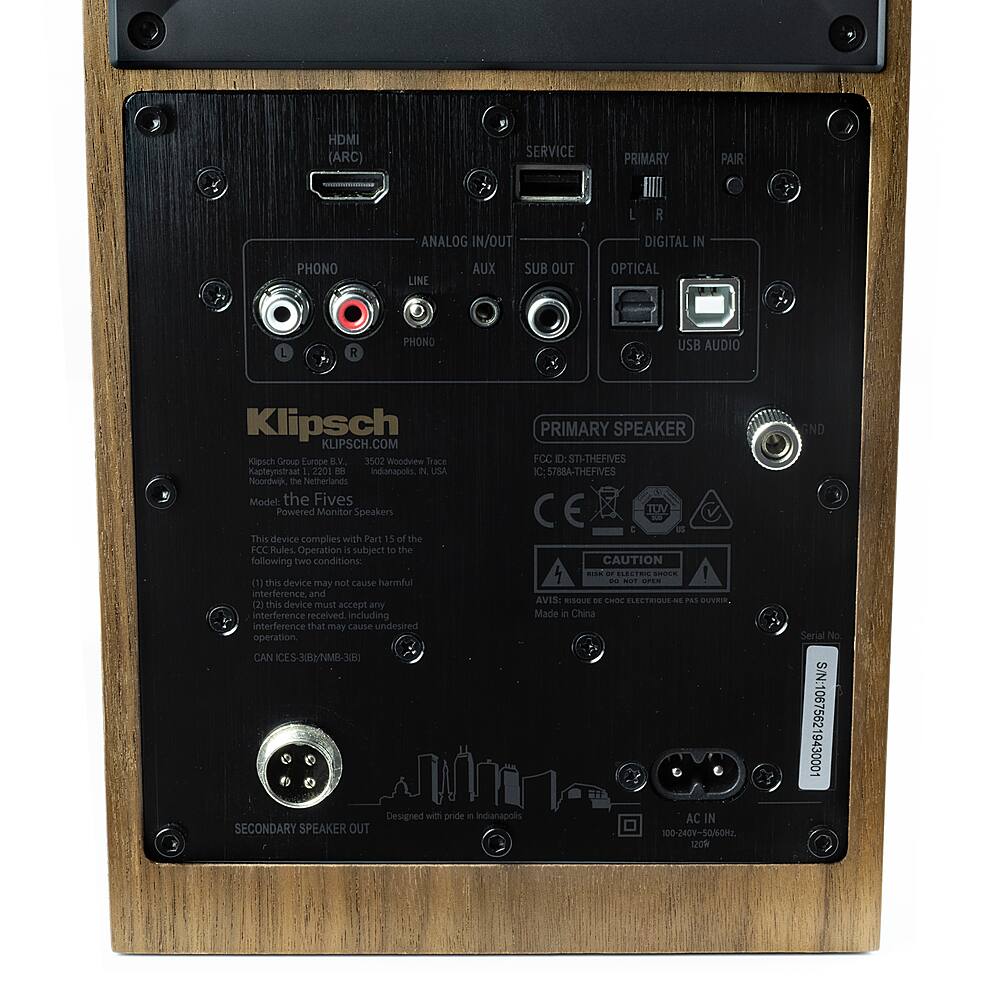 Back. Klipsch - The Fives Powered Speakers with HDMI-ARC - Walnut.