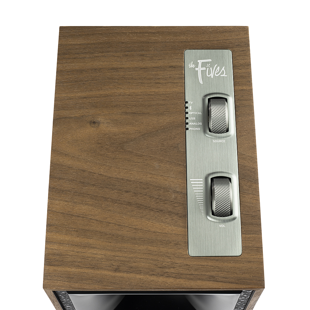 Left View: Klipsch - The Fives Powered Speakers with HDMI-ARC - Walnut