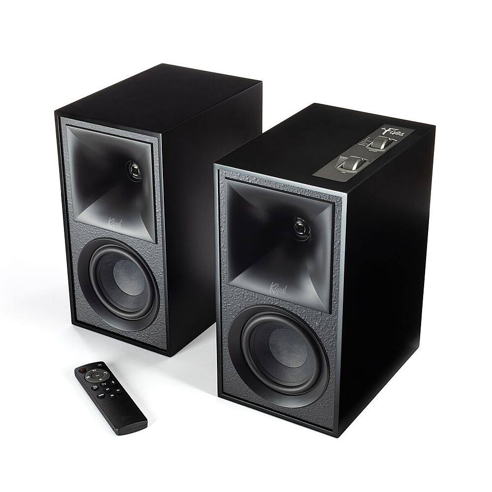 Left View: Klipsch - The Fives Powered Speakers with HDMI-ARC - Matte Black