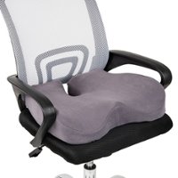 Mind Reader - Orthopedic Seat Cushion, Memory Foam Chair Comfort Padding, Ergonomic Tailbone Relief - Gray - Front_Zoom