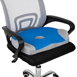 Mind Reader - Ergonomic Seat Cushion, Gel Chair Comfort Padding, Tailbone Relief Cutout - Blue - Front_Zoom