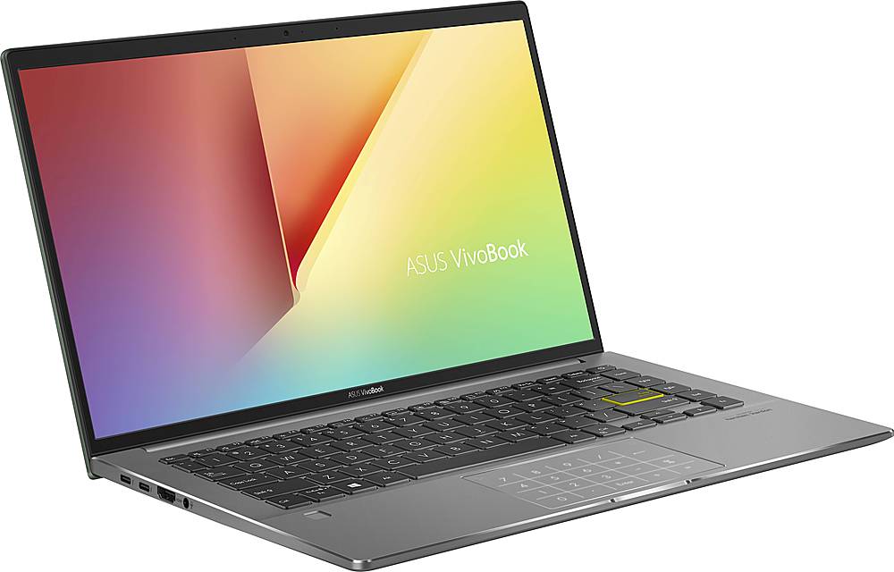 Angle View: ASUS - VivoBook S14 14" Laptop - Intel Core i7 - 8GB Memory - 512GB SSD - Deep Green/Light Gray