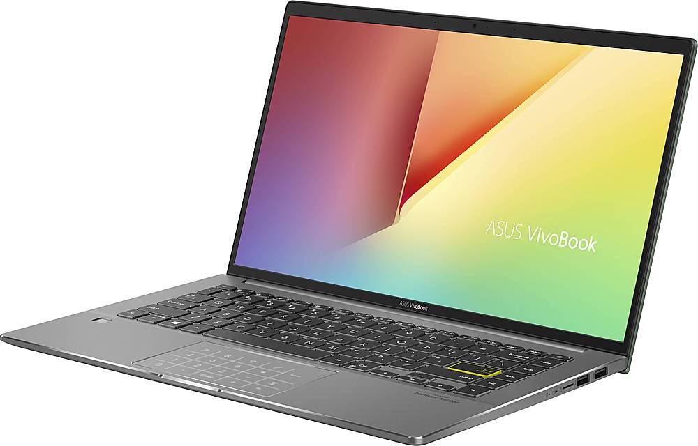 Left View: ASUS - VivoBook S14 14" Laptop - Intel Core i7 - 8GB Memory - 512GB SSD - Deep Green/Light Gray