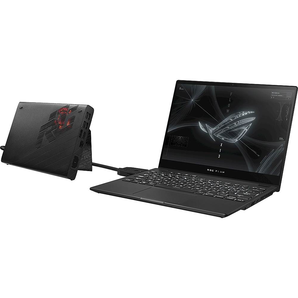 Left View: ASUS - ROG Flow X13 2-in-1 13.4" 4K Ultra HD Touch-Screen Laptop - AMD Ryzen 9 - 32GB RAM - NVIDIA GeForce GTX 1650 - 1TB SSD - Off Black-Supernova Edition