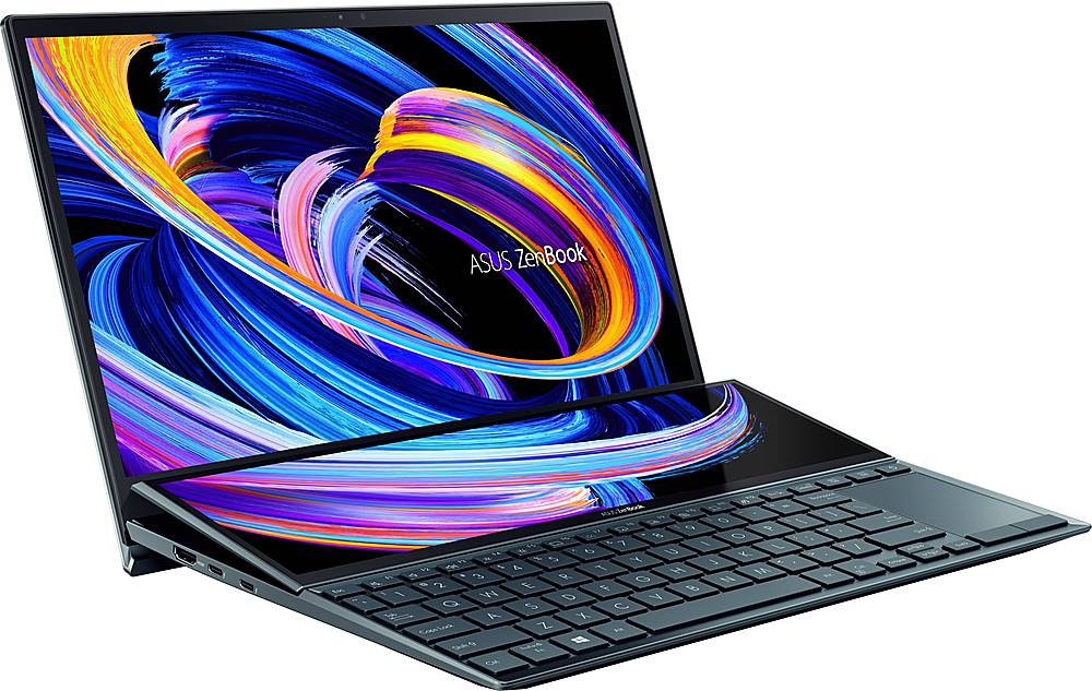 Angle View: ASUS - ZenBook Duo 14" Touch-Screen Laptop - Intel Core i5 - 8GB Memory - 512GB SSD - Celestial Blue