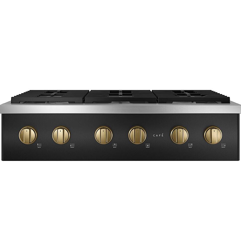 Alt View 14. Café - 36" Built-In Gas Cooktop with 6 Burners, Customizable - Matte Black.