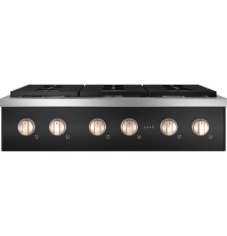Alt View 16. Café - 36" Built-In Gas Cooktop with 6 Burners, Customizable - Matte Black.