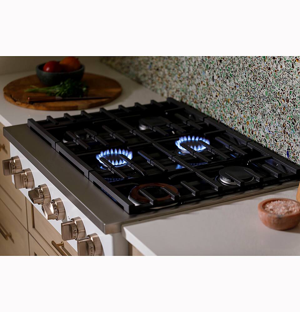 Alt View 23. Café - 36" Built-In Gas Cooktop with 6 Burners, Customizable - Matte Black.