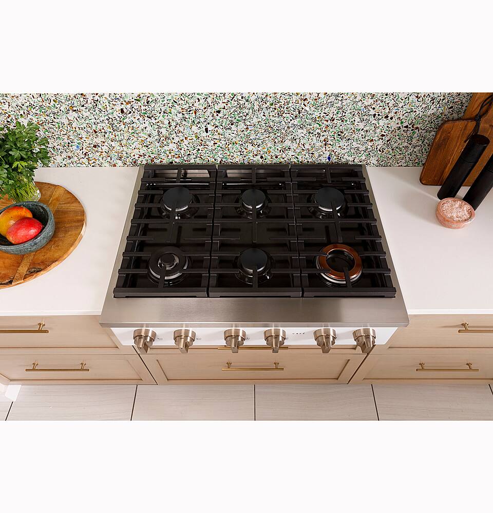 Alt View 25. Café - 36" Built-In Gas Cooktop with 6 Burners, Customizable - Matte Black.