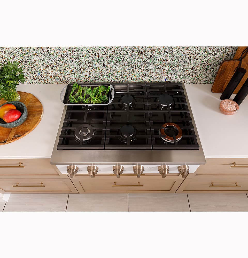 Alt View 26. Café - 36" Built-In Gas Cooktop with 6 Burners, Customizable - Matte Black.