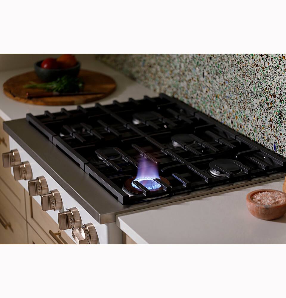 Alt View 35. Café - 36" Built-In Gas Cooktop with 6 Burners, Customizable - Matte Black.