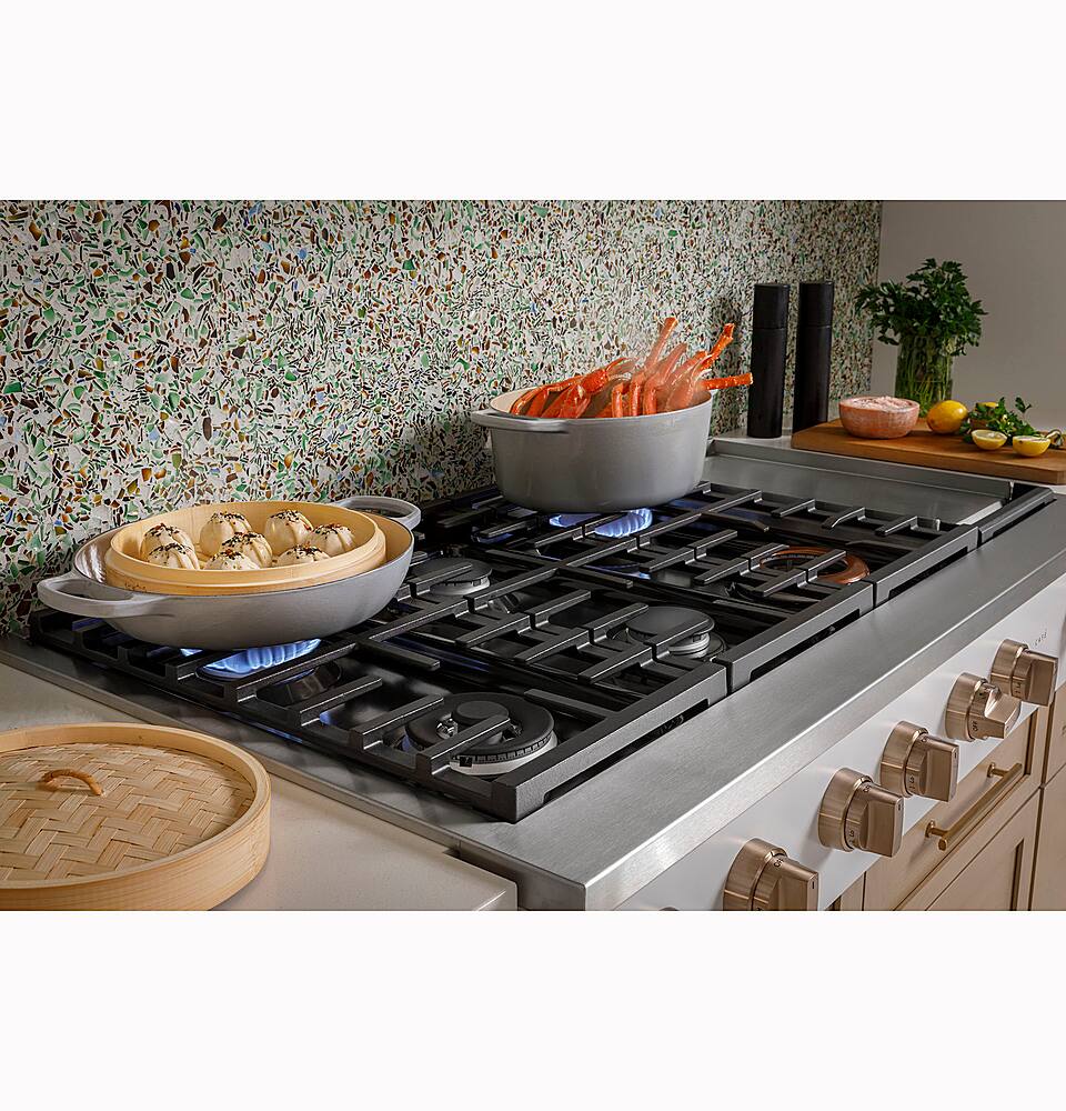 Alt View 31. Café - 48" Built-In Gas Cooktop with 6 Burners, Customizable - Matte White.