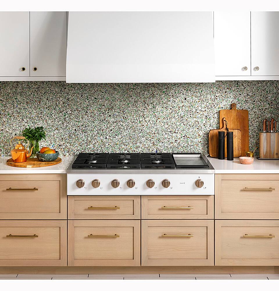 Alt View 38. Café - 48" Built-In Gas Cooktop with 6 Burners, Customizable - Matte White.