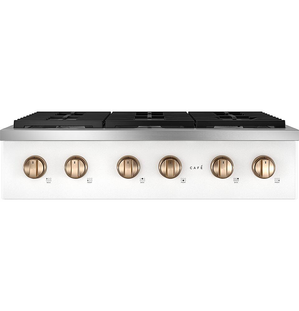 Alt View 13. Café - 36" Built-In Gas Cooktop with 6 Burners, Customizable - Matte White.