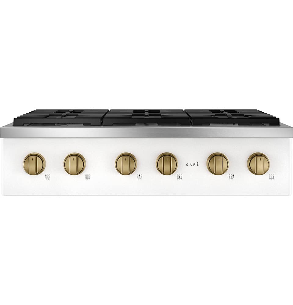 Alt View 14. Café - 36" Built-In Gas Cooktop with 6 Burners, Customizable - Matte White.