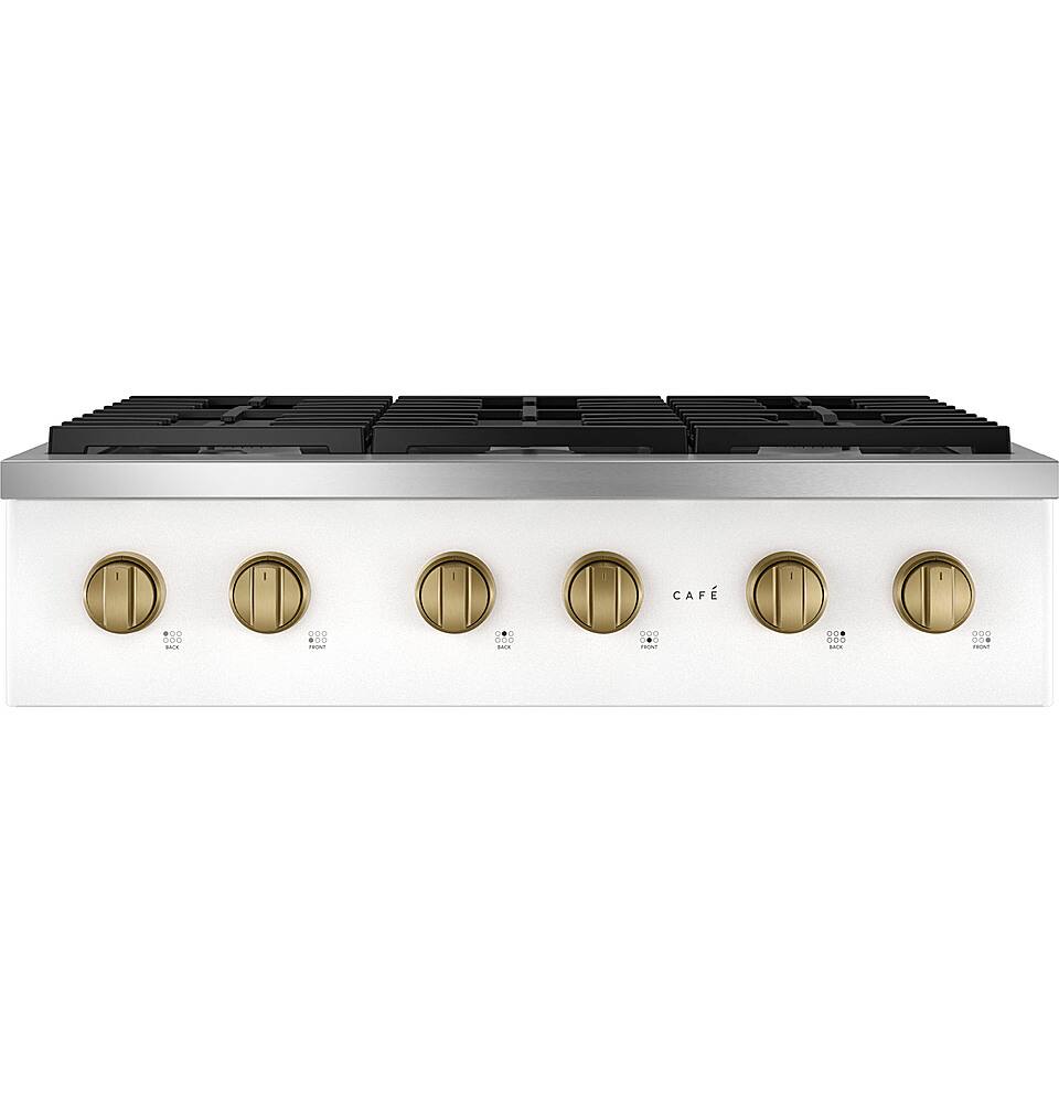 Alt View 14. Café - 36" Built-In Gas Cooktop with 6 Burners, Customizable - Matte White.