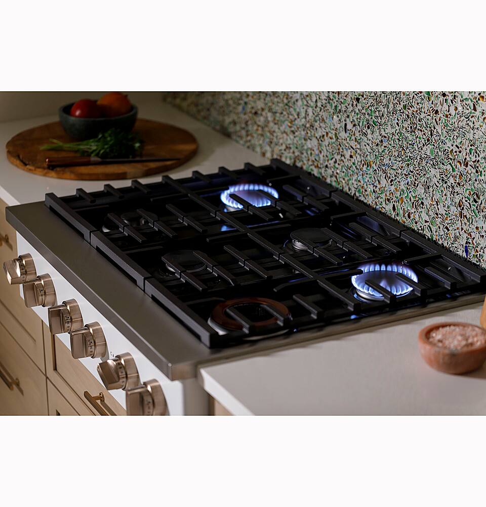 Alt View 17. Café - 36" Built-In Gas Cooktop with 6 Burners, Customizable - Matte White.