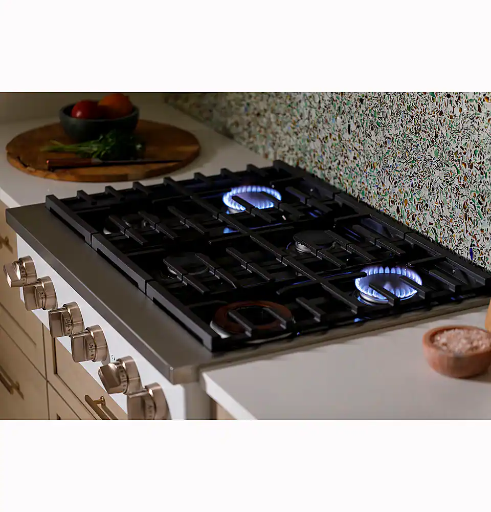 Alt View 17. Café - 36" Built-In Gas Cooktop with 6 Burners, Customizable - Matte White.