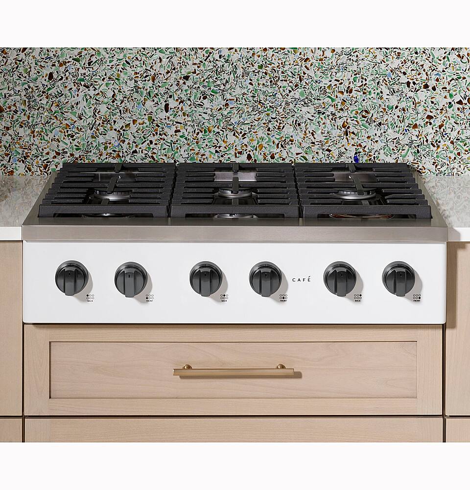 Alt View 37. Café - 36" Built-In Gas Cooktop with 6 Burners, Customizable - Matte White.