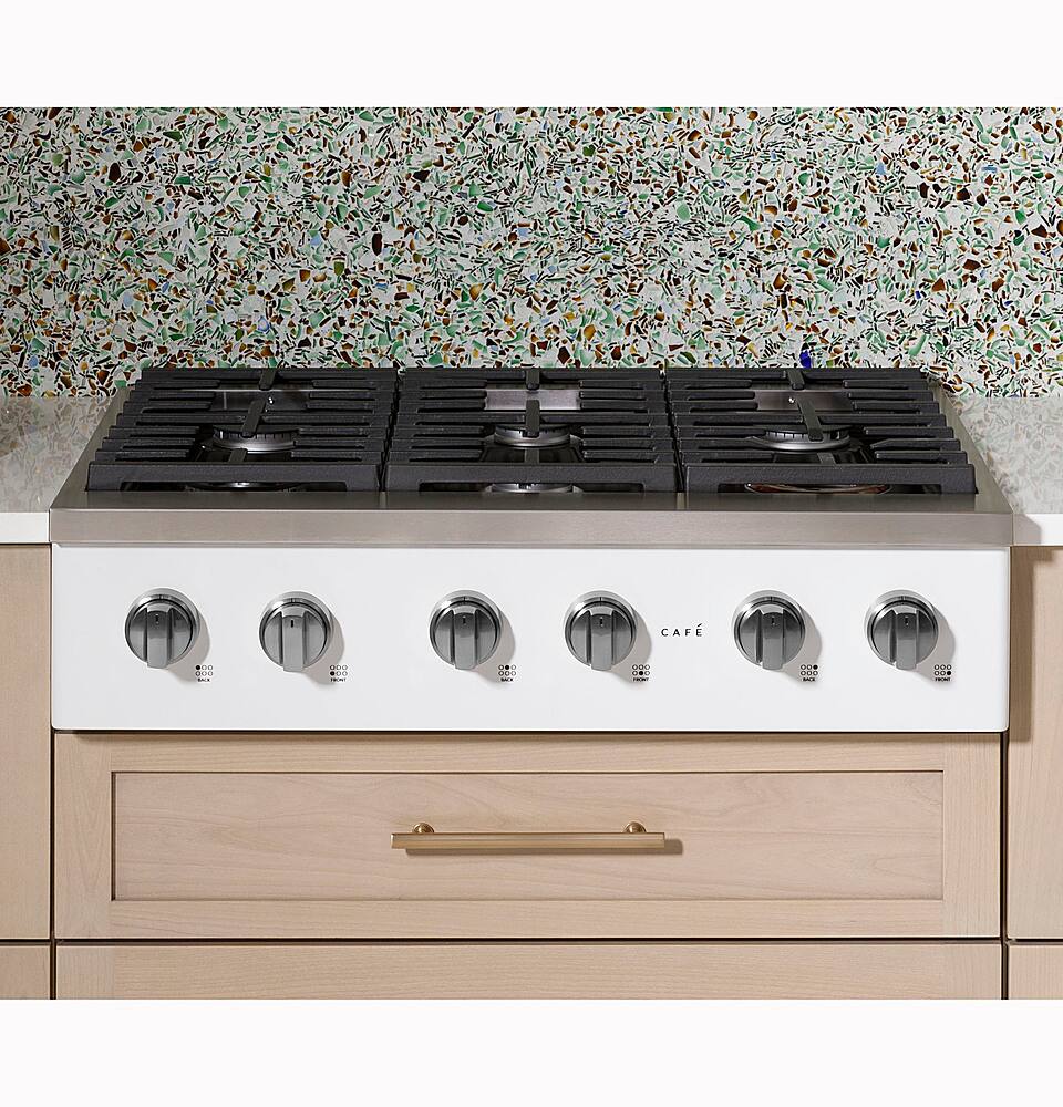 Alt View 39. Café - 36" Built-In Gas Cooktop with 6 Burners, Customizable - Matte White.