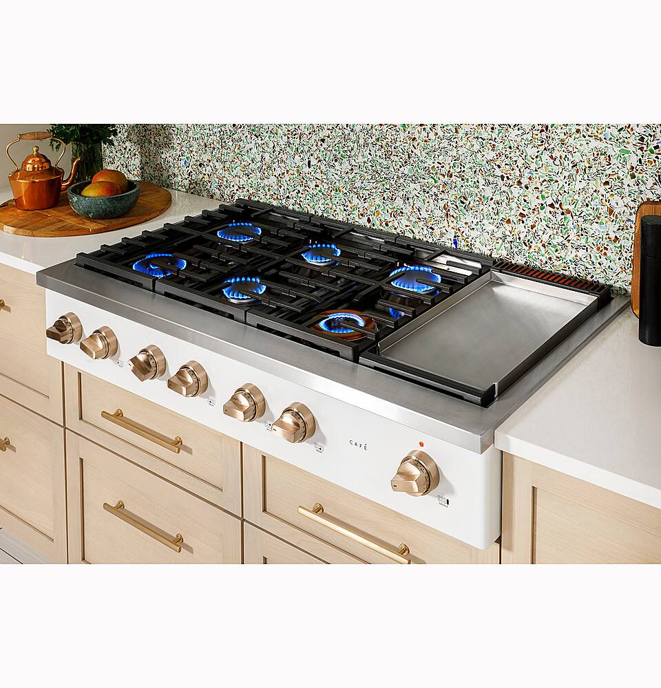 Alt View 29. Café - 48" Built-In Gas Cooktop with 6 Burners, Customizable - Matte Black.