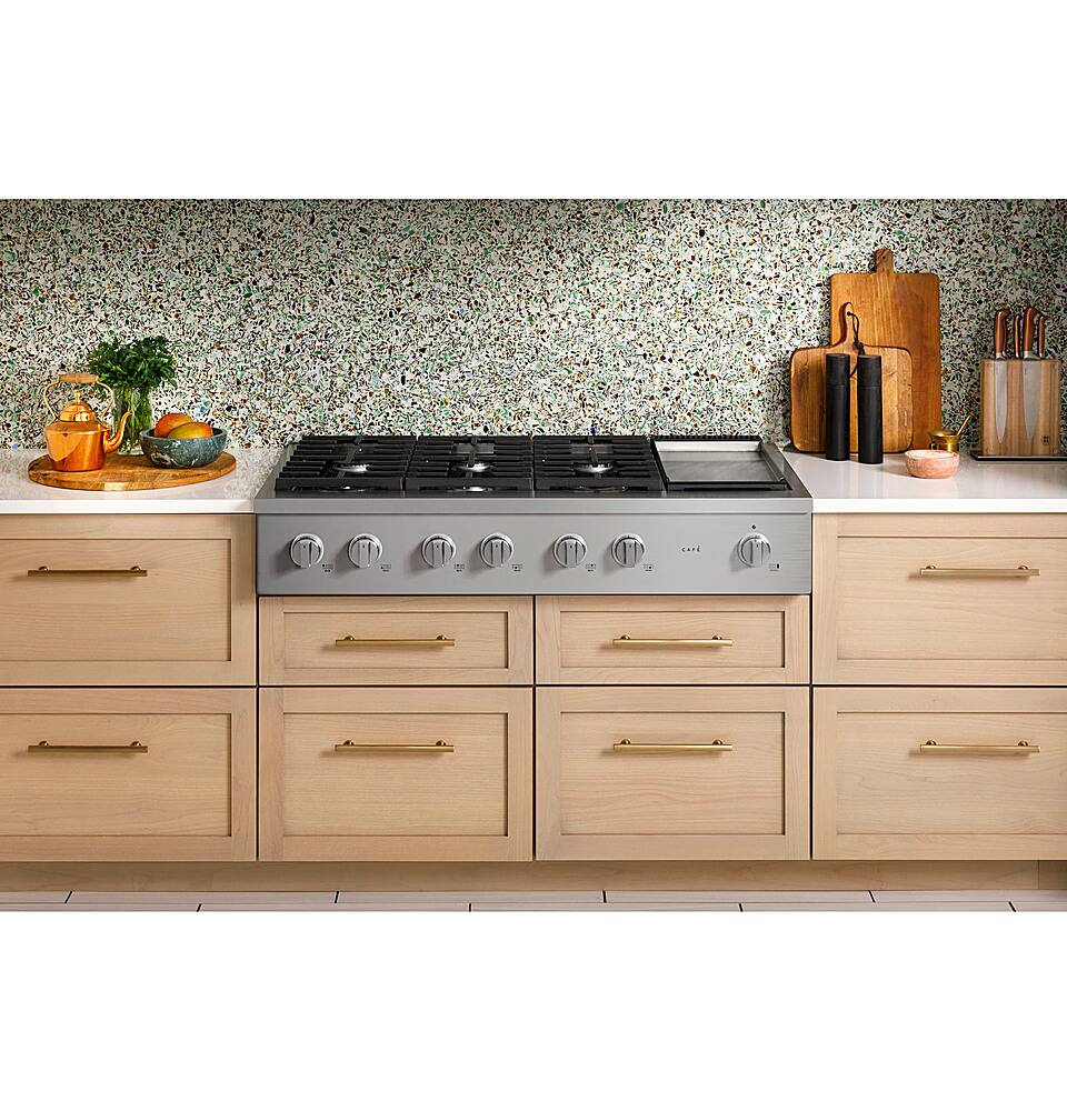 Alt View 32. Café - 48" Built-In Gas Cooktop with 6 Burners, Customizable - Stainless Steel.