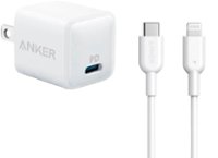 Front. Anker - PowerPort PD Nano 20W USB-C Wall Charger with 6-ft USB-C to Lightning Cable for iPhone - White.