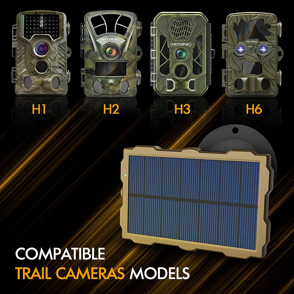 Alt View 14. Rexing - Solar Panel for Rexing H1, H1 Blackhawk, H2, H3, H6 Trail Camera - Green.