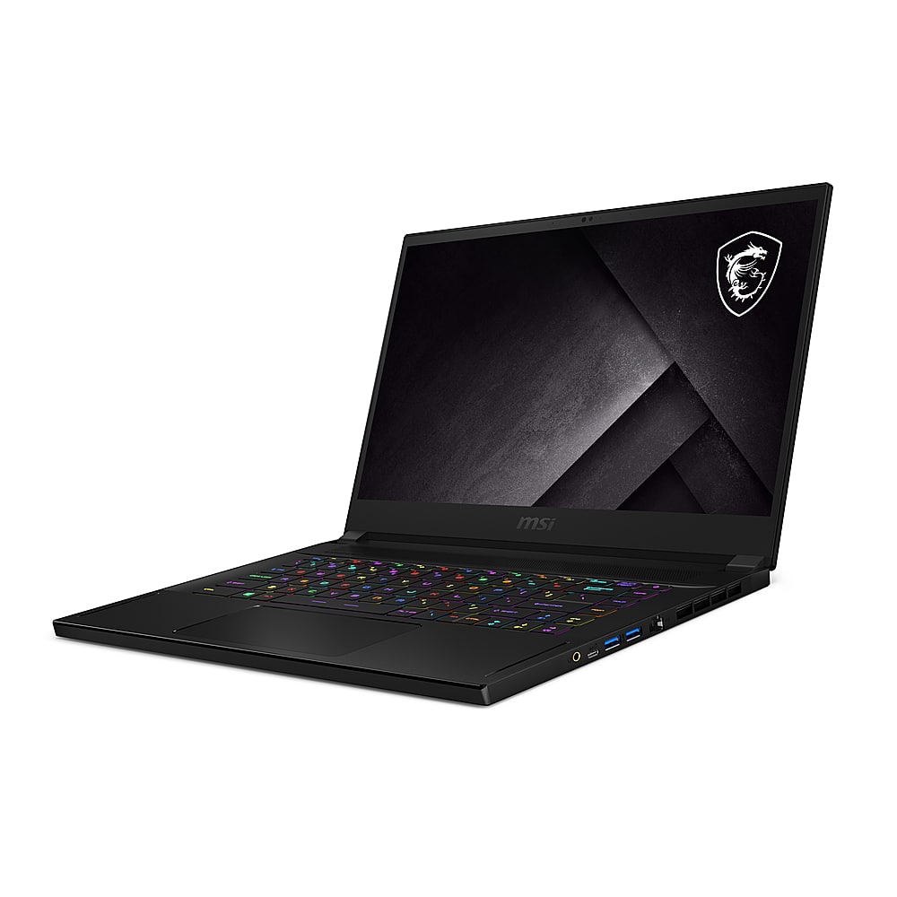 Left View: MSI - GS66 Stealth 15.6" Gaming Laptop i7-10870H - 32GB Memory - RTX3080 Max-Q - 2TB Solid State Drive - Core Black