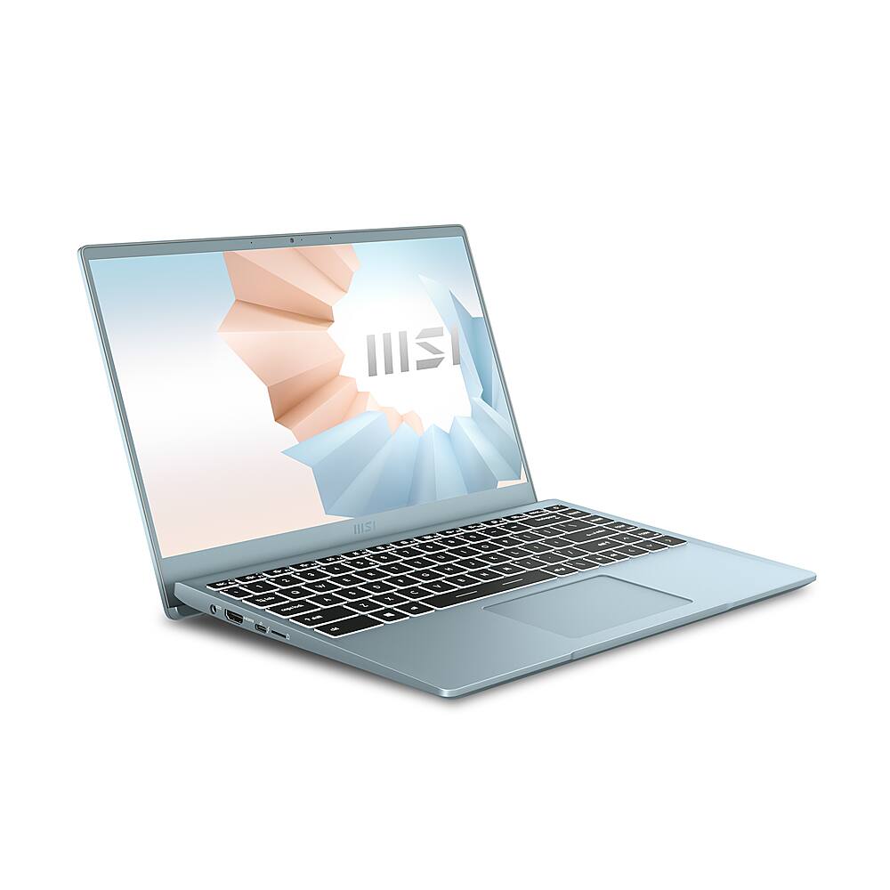 Angle View: MSI - Modern 14"Laptop - Intel Core i7-1165G7 - 16GB Memory - 512GB Solid State Drive - Blue Stone