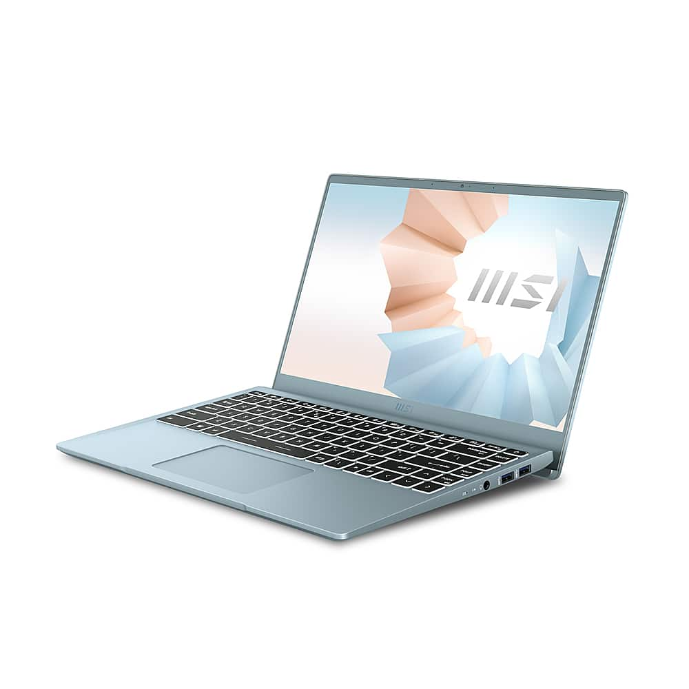 Left View: MSI - Modern 14"Laptop - Intel Core i7-1165G7 - 16GB Memory - 512GB Solid State Drive - Blue Stone