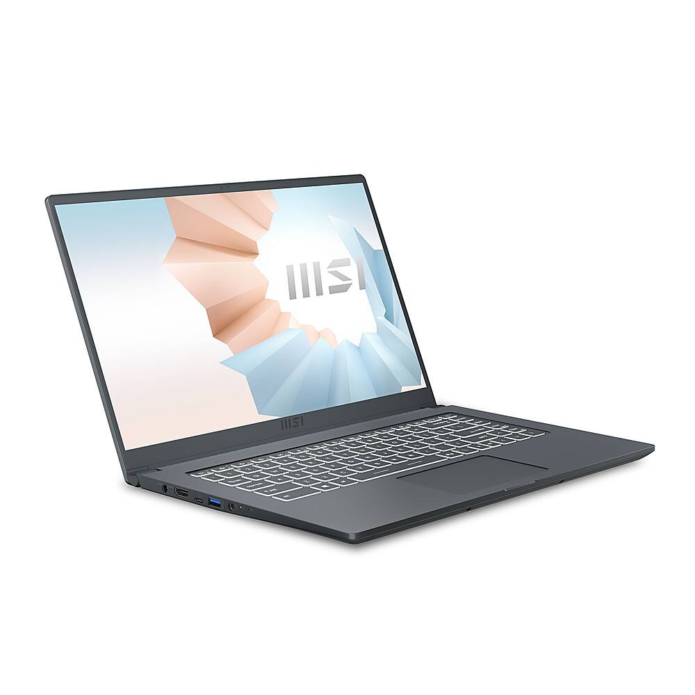 Angle View: MSI - Modern 15.6" Laptop - Intel Core i7-1165G7 - 16GB Memory - 1TB Solid State Drive - Carbon Gray