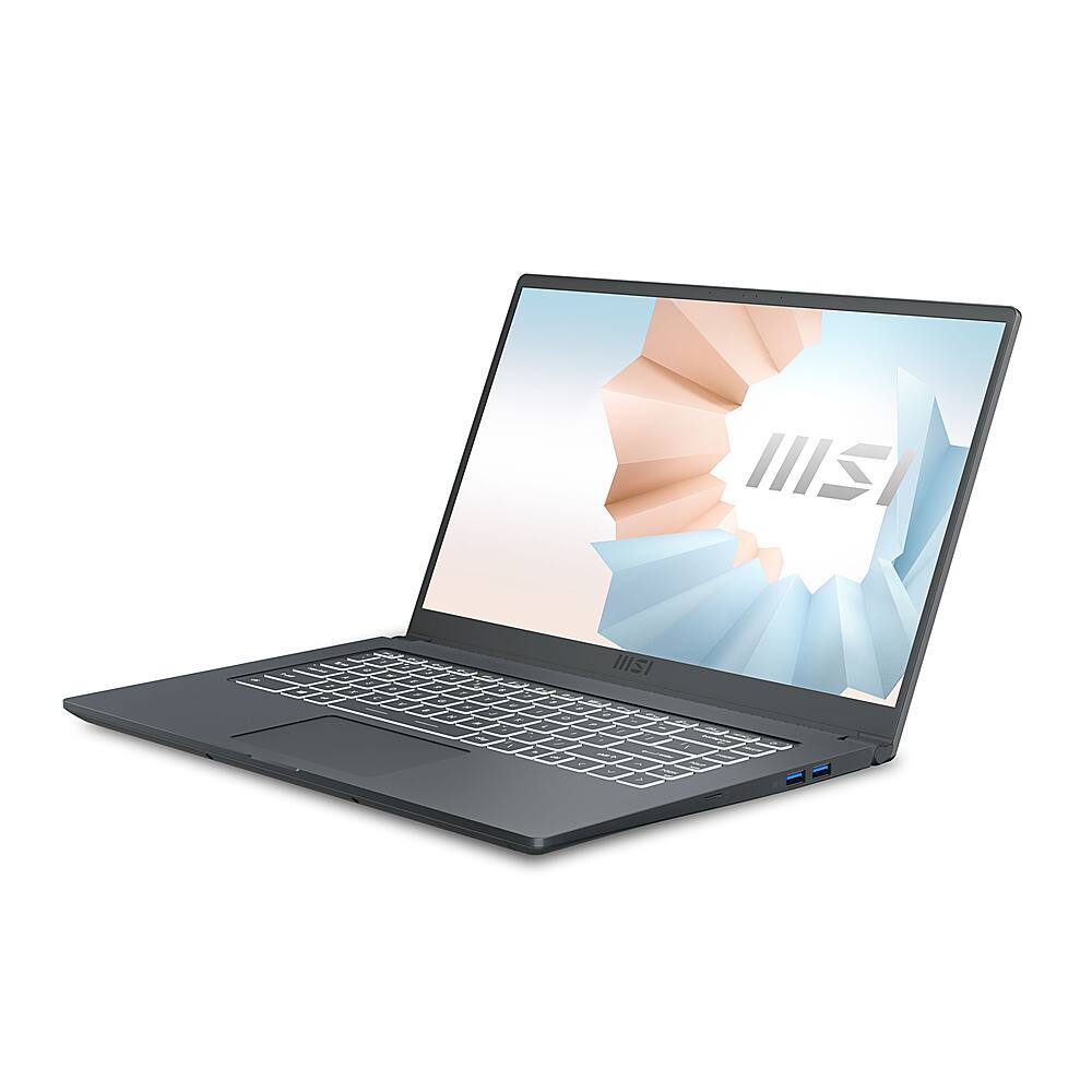 Left View: MSI - Modern 15.6" Laptop - Intel Core i7-1165G7 - 16GB Memory - 1TB Solid State Drive - Carbon Gray