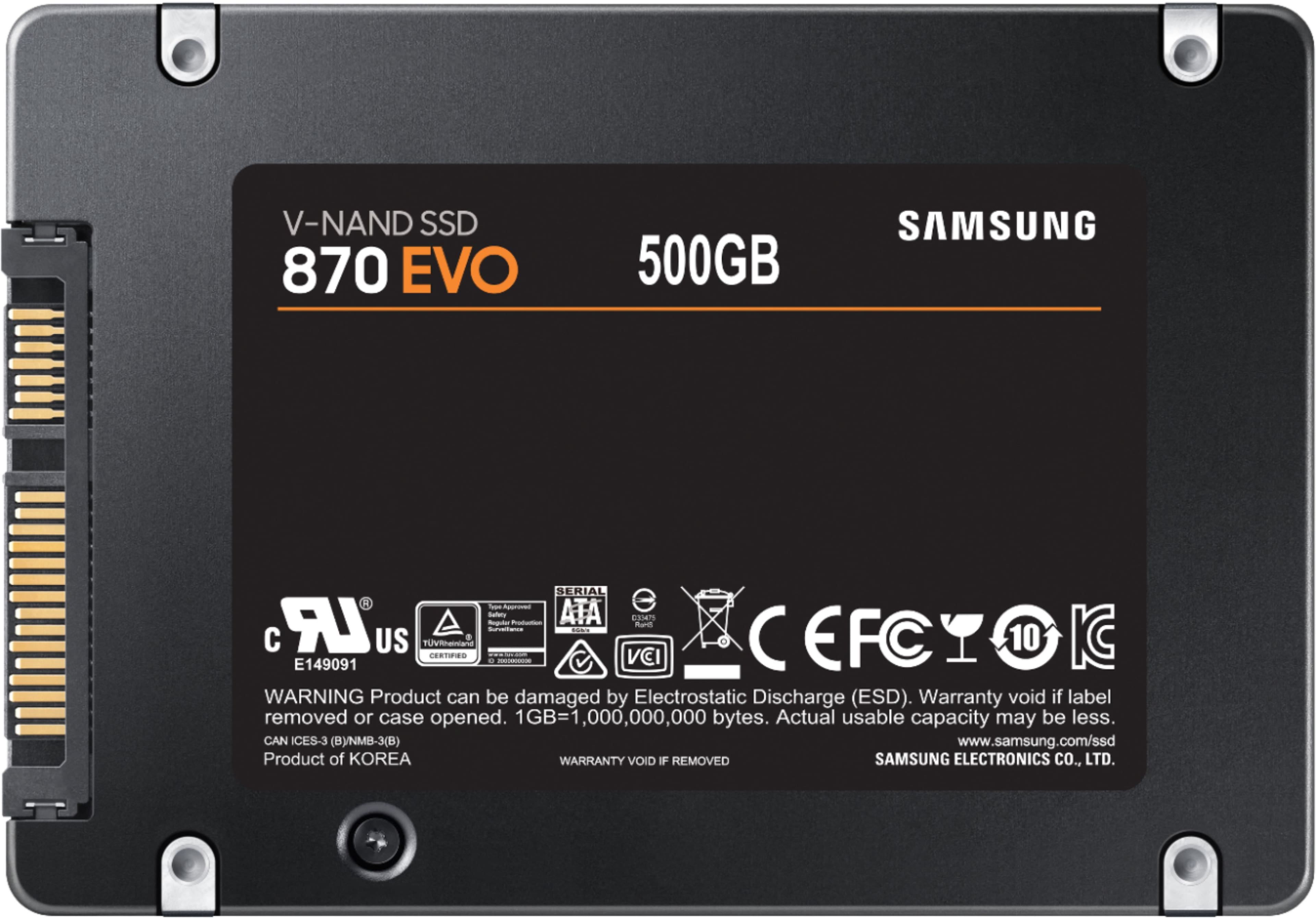 Alt View 14. Samsung - Geek Squad Certified Refurbished 870 EVO 500GB SATA Solid State Drive - Black.