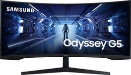 Samsung - Geek Squad Certified Refurbished Odyssey G5 34" LED Curved FreeSync Monitor With HDR - Black