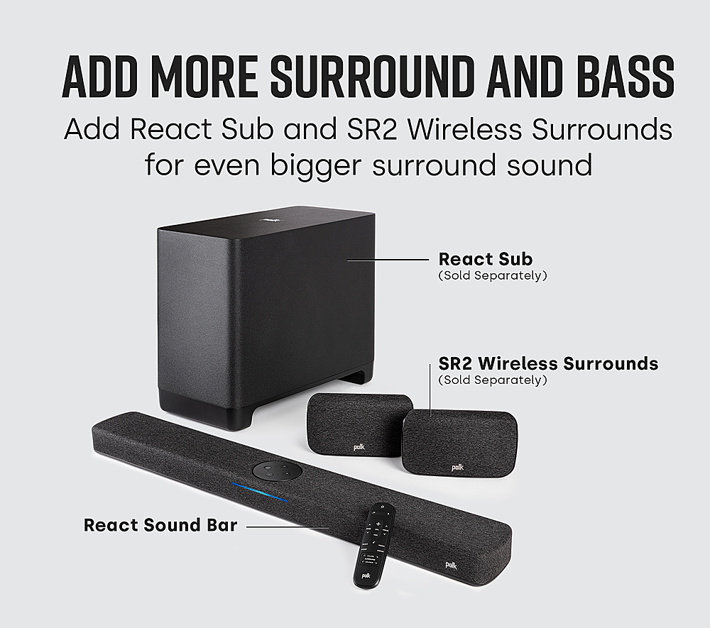 Polk Audio React Soundbar with Dolby & DTS Virtual 3D Surround
