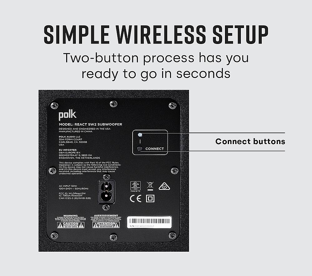 Alt View 15. Polk Audio - React 7" Wireless Subwoofer - Black.