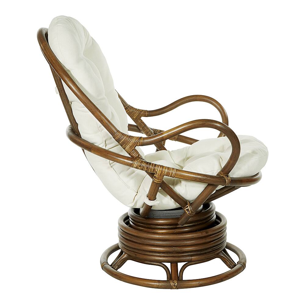 Left View: OSP Home Furnishings - Kauai Rattan Swivel Rocker Chair - Linen