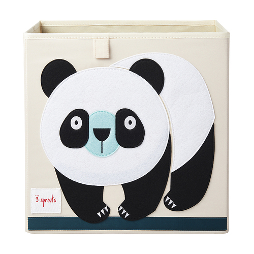 3 Sprouts - Children's Foldable Fabric Storage Cube Box Soft Toy Bin, Panda Bear
