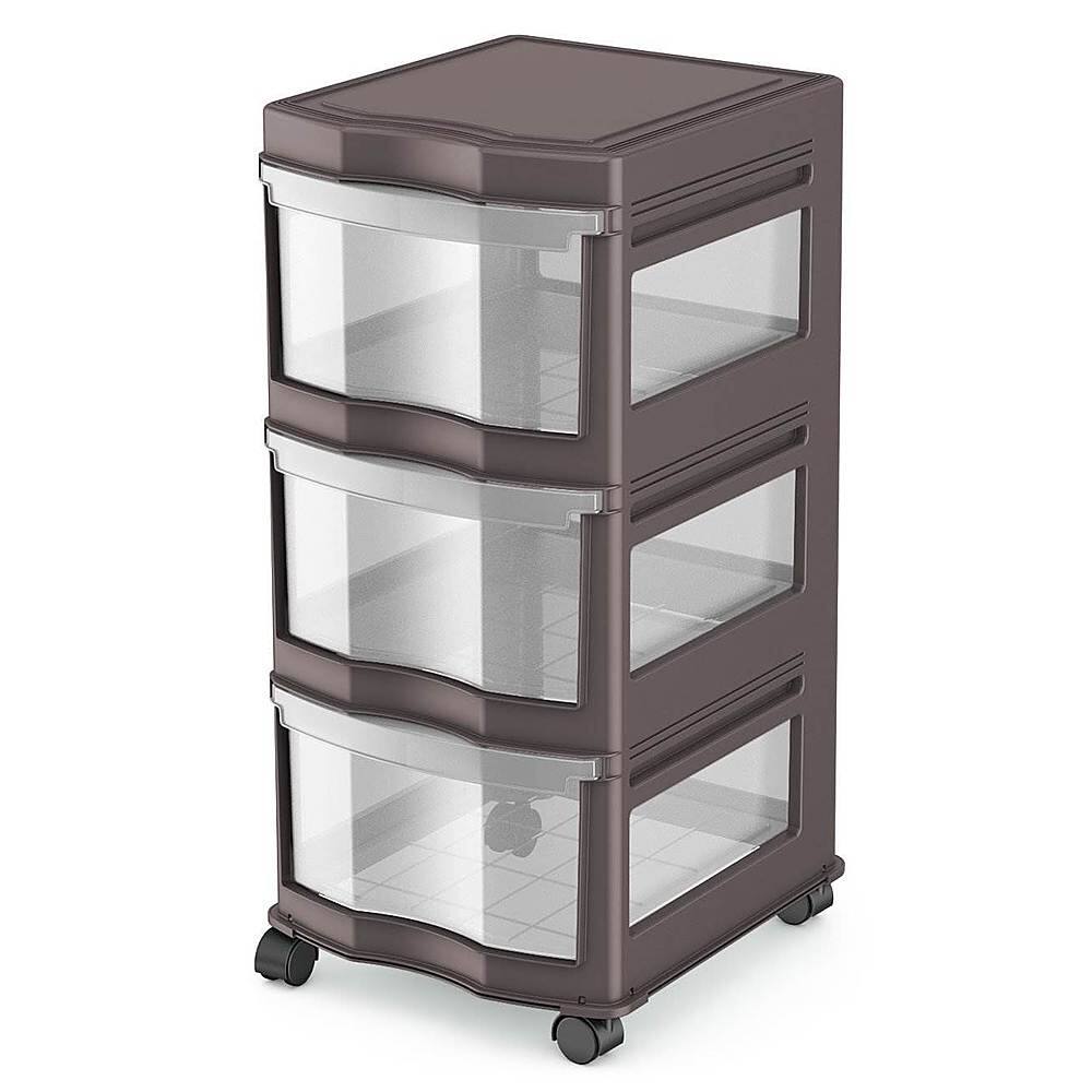 Front. Life Story - Classic 3 Shelf Storage Container Organizer Plastic Drawers - Gray.