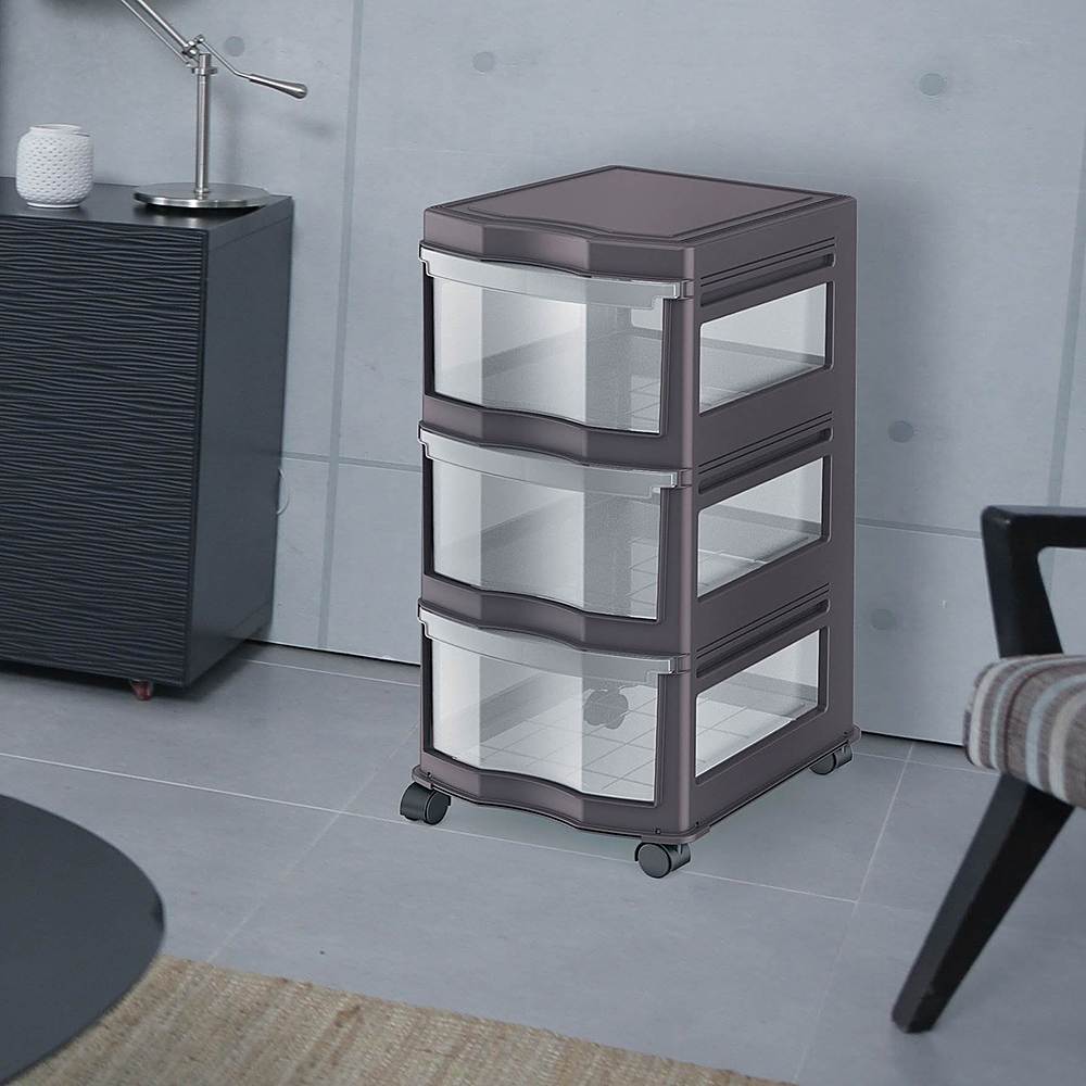 Alt View 14. Life Story - Classic 3 Shelf Storage Container Organizer Plastic Drawers - Gray.
