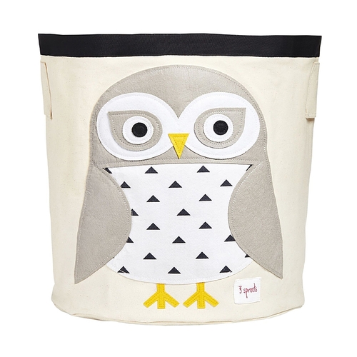 3 Sprouts Canvas Storage Bin Laundry and Toy Basket for Baby and Toddlers, Owl